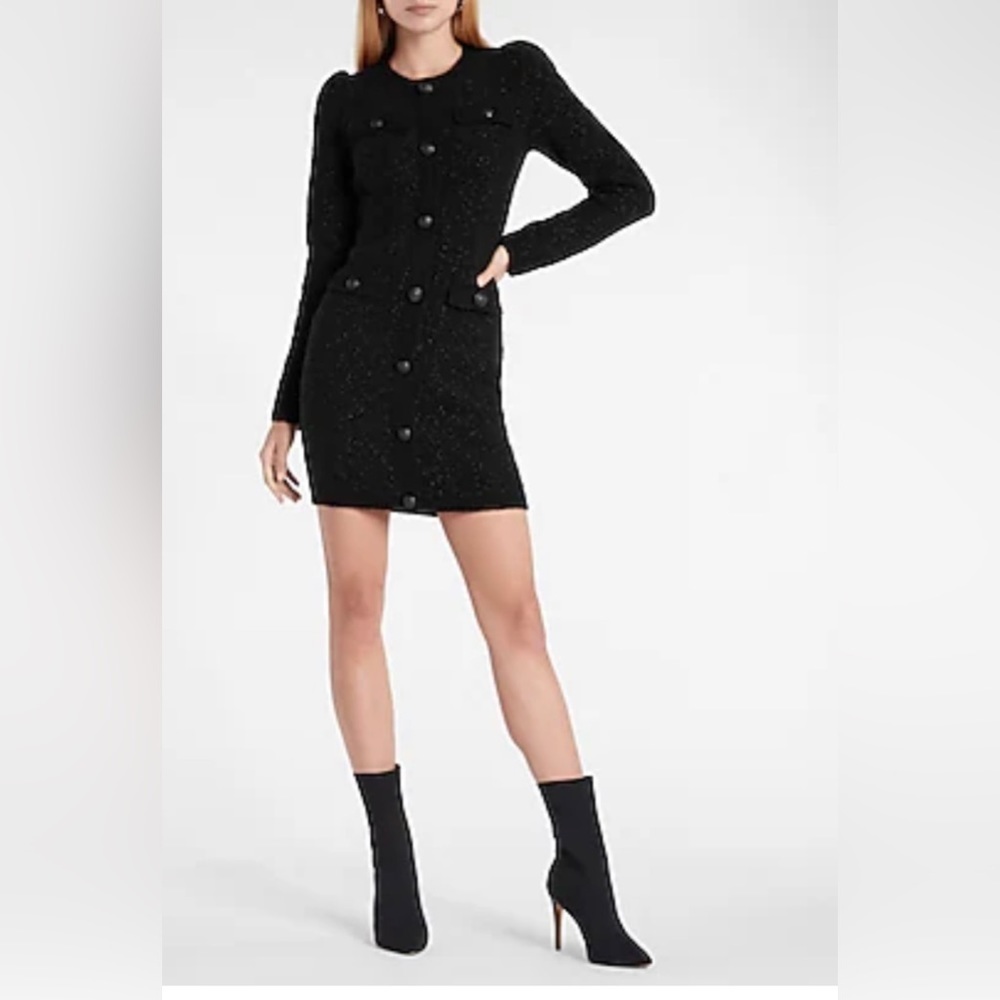 NWT Button Front Mini Sweater Dress